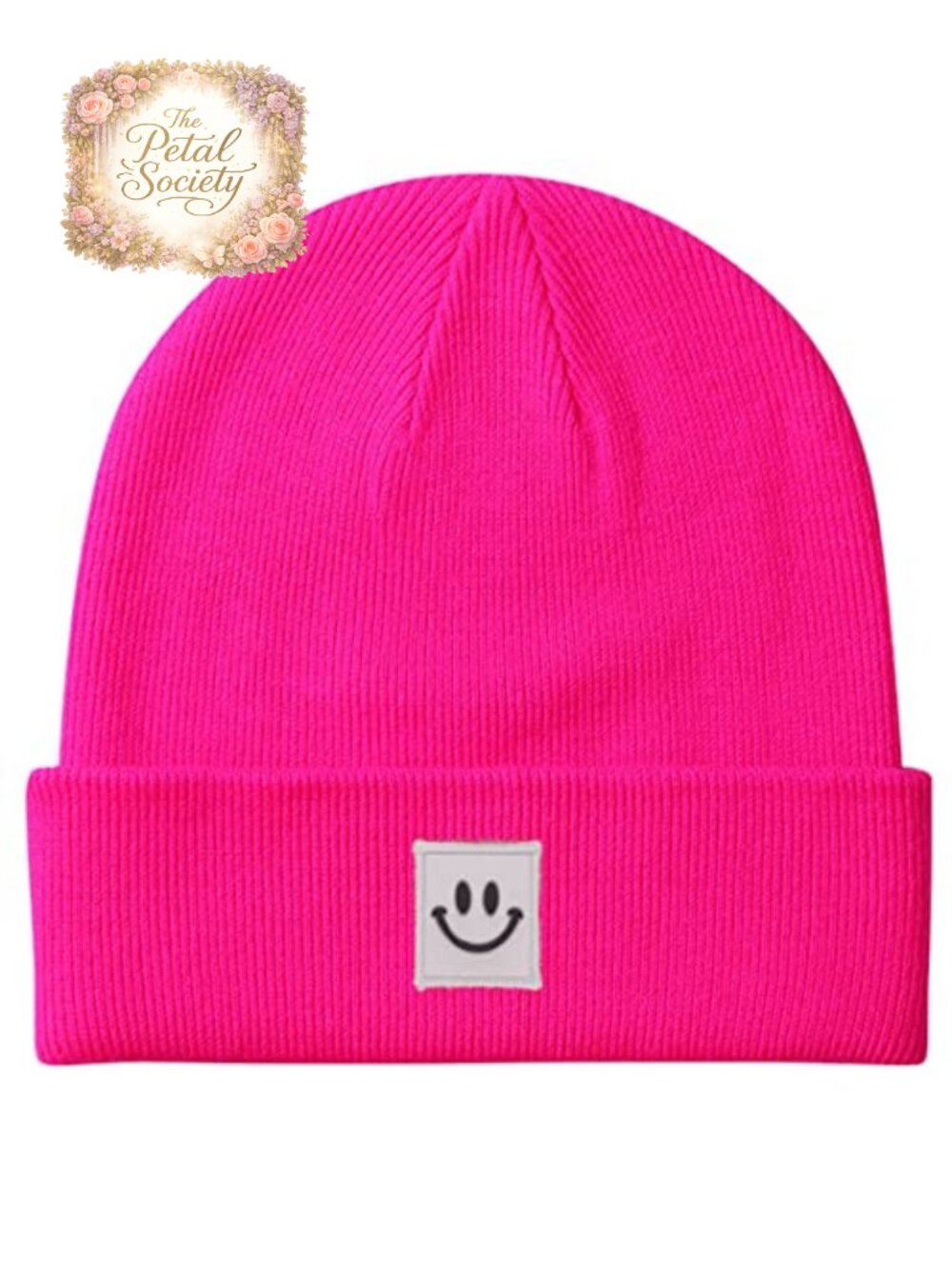 Knit Beanie Hat Smile Face Embroidered Double Layer Warm Winter Ski Cap